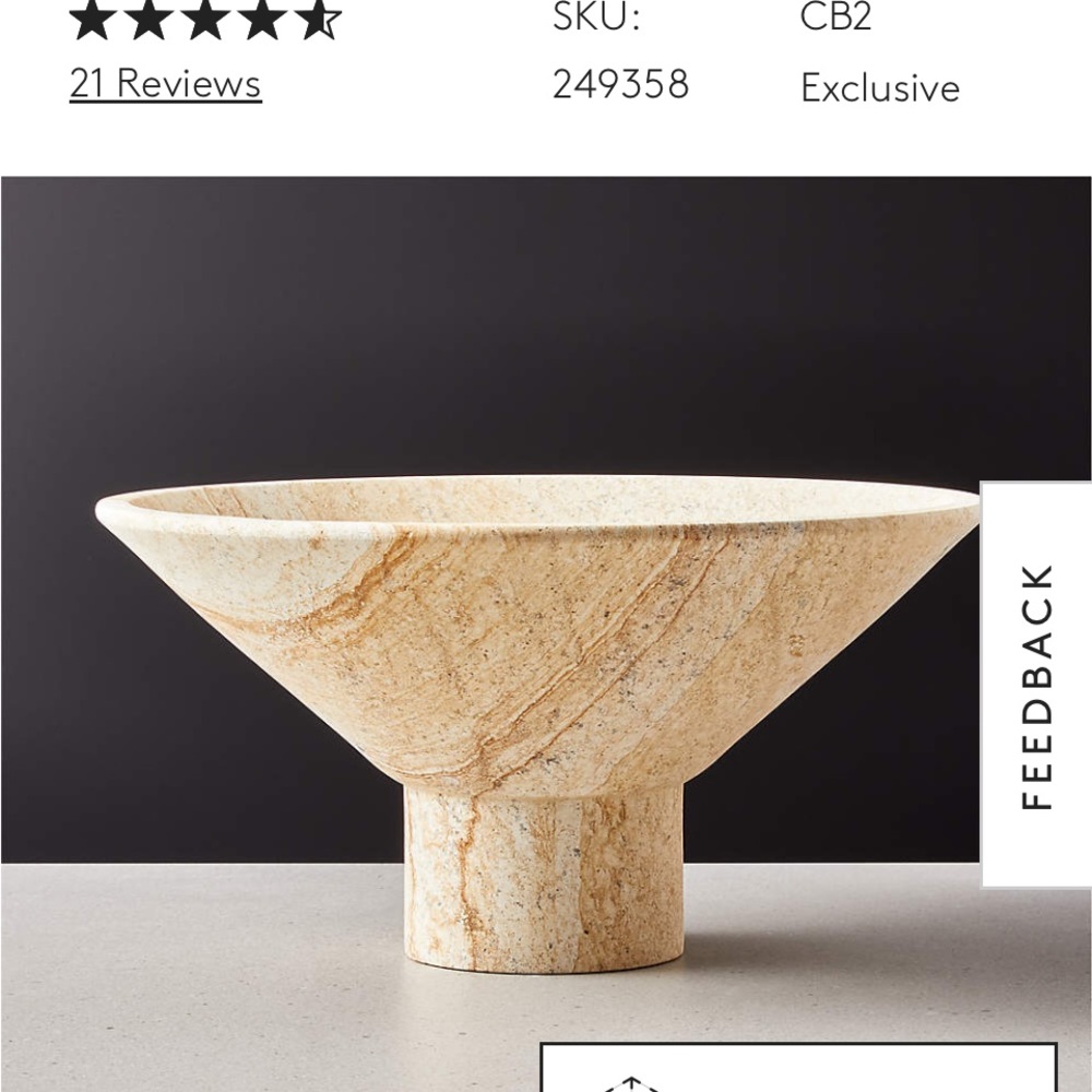 CB2 DUNE FOOTED SANDSTONE BOWL